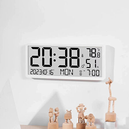Çok Fonksiyonlu LCD Ekran Dijital Duvar Masa saati Zaman Çift Alarm Tarih Sıcaklık Nem