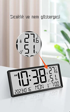 Çok Fonksiyonlu LCD Ekran Dijital Duvar Masa saati Zaman Çift Alarm Tarih Sıcaklık Nem