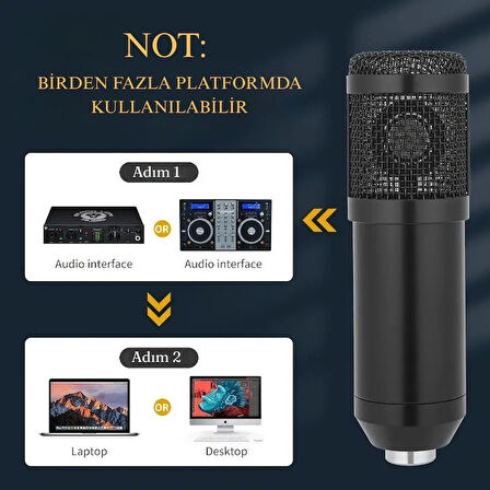 Profesyonel Mikrofon Seti Canlı Yayın Ses Mikseri Kartı Kayıt Stüdyosu Podcast  Oluşturma