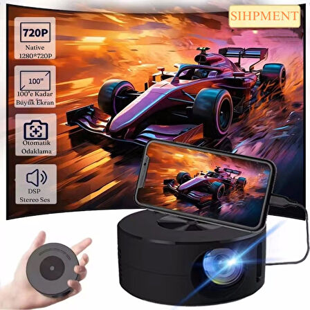 Akıllı Taşınabilir Mini LED Projektör 4K HD 1500 Lümen Video Oynatıcısı Ev Sineması Uzaktan Kumanda