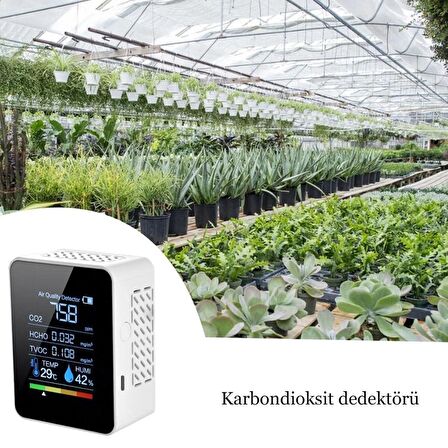 Çok Fonksiyonlu Hava Kalite Dedektörü Digital Ölçüm Cihazı Karbondioksit 5in 1 Termostad