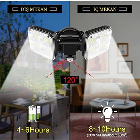 IntersTech 120 LED Süper Güneş Enerjili Su Geçirmez Solar Lamba 20w