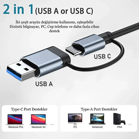 8 İn 2 USB Çoklayıcı TF/SD kart okuyucu Type-C Type-A HUB 3.5mm Ses Girişi yüksek hızlı adaptörü