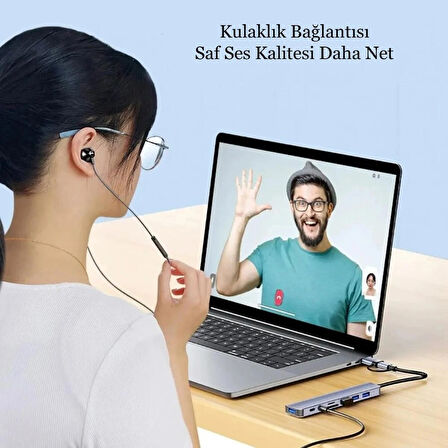 8 İn 2 USB Çoklayıcı TF/SD kart okuyucu Type-C Type-A HUB 3.5mm Ses Girişi yüksek hızlı adaptörü