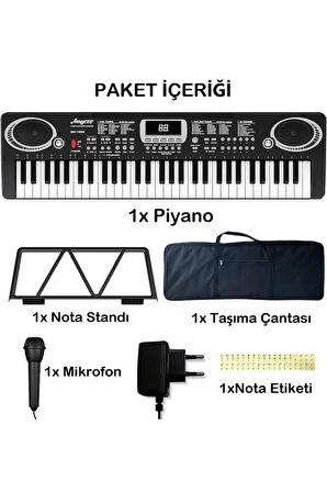 Çocuklar Ve Yeni Başlayanlar İçin 61 Tuşlu Elektronik Org Piyano Mikrofonlu Keyboard