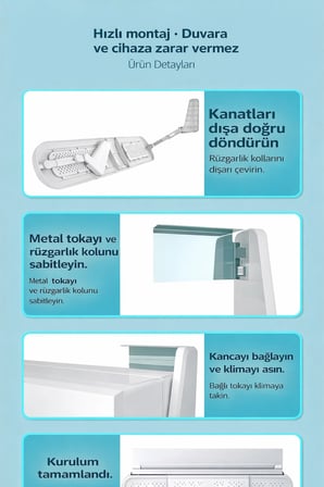 Evrensel Ayarlanabilir Metal Tokalı Klima Aparatı Hava Yönlendirici Aparat Delikli Split Tipi Sperlik