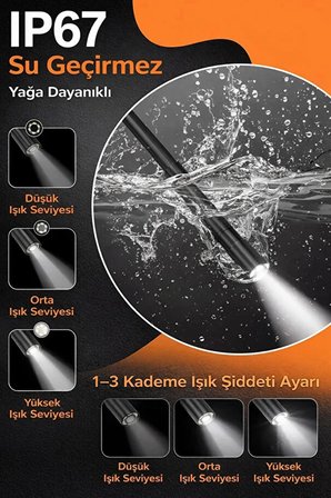 Monitörlü Tek Kameralı 10 Mt Sert Kablo Yılan Endoskop Kamera 5,5 Mm 4.3 Inc Ekran Ip67 Su Geçirmez Led Işıklı