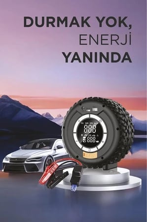 Taşnabilir Araç Akü Takviyeli ,powerbank Destekli ,ışıklı Oto Hava Kompresörü
