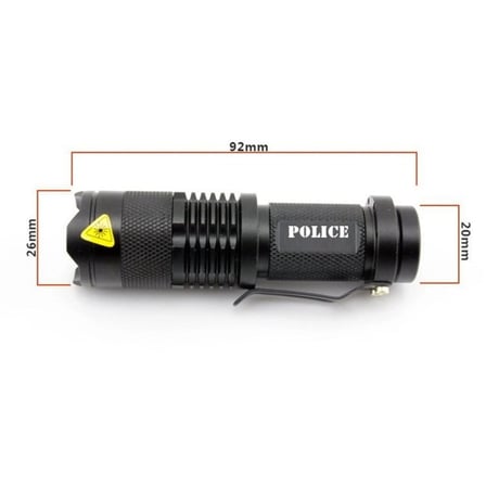 Cree Q5 Led Zoomlu  Pilli Mini Feneri 14500 Pil İle Çalışma Özelliği
