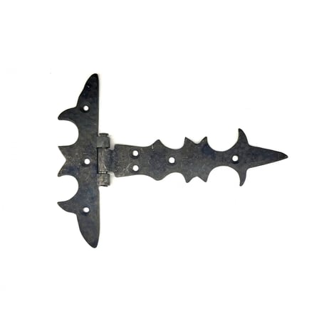 Antika Tarz Dekoratif Pirinç Kuyruklu Lale Menteşe - 147x193 Mm, Oksit