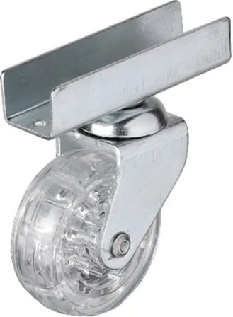327 - 50x20 Mm Şeffaf Makaralı Uzun U Tablalı Teker 4 Adet