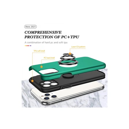 Apple İphone 11 Pro Max Kılıf Elit Yüzüklü Kapak - Yeşil
