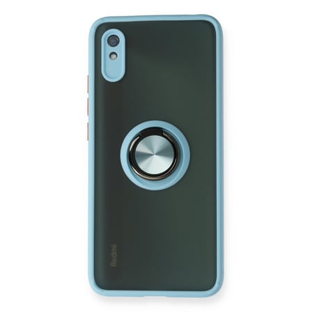 Xiaomi Uyumlu Redmi 9a Kılıf Montreal Yüzüklü Silikon Kapak - Buz Mavi
