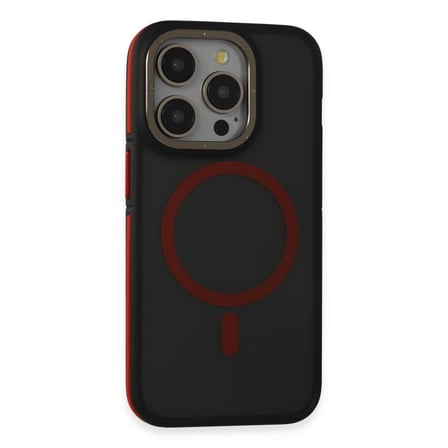 Joko Apple İphone 14 Pro Max Kılıf Rocky Magsafe Kapak - Siyah-kırmızı