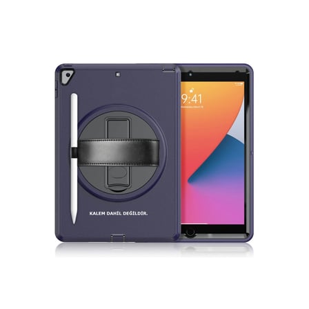 Apple Uyumlu İpad 10.2 (7.nesil) Kılıf Hand Strap Tablet Kılıfı - Lacivert