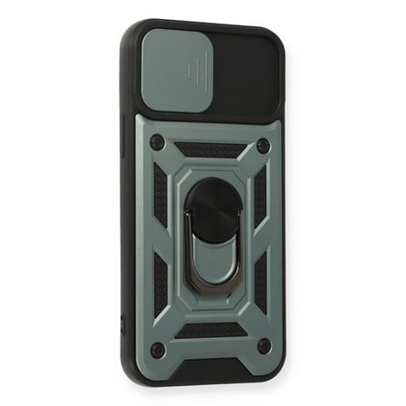 Apple İphone 12 Pro Kılıf Pars Lens Yüzüklü Silikon - Yeşil