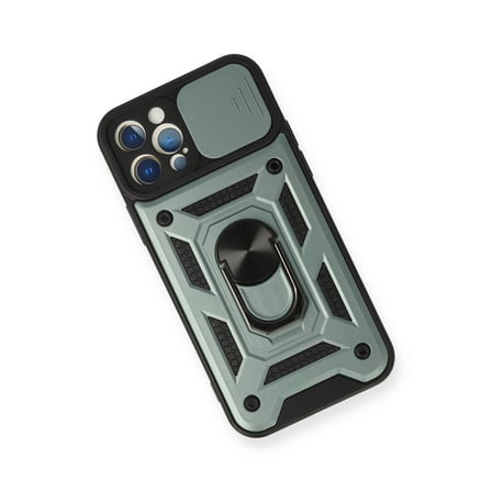 Apple İphone 12 Pro Kılıf Pars Lens Yüzüklü Silikon - Yeşil