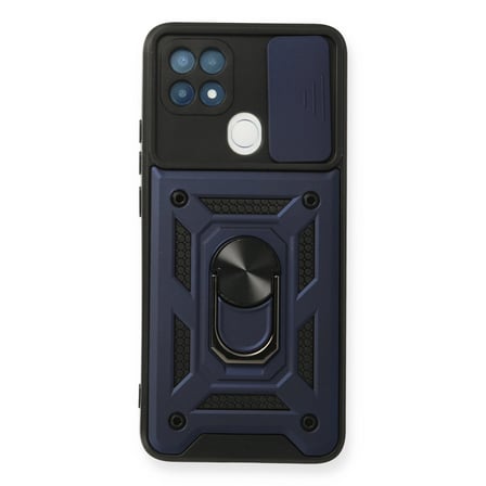 Oppo A15 Kılıf Pars Lens Yüzüklü Silikon - Lacivert