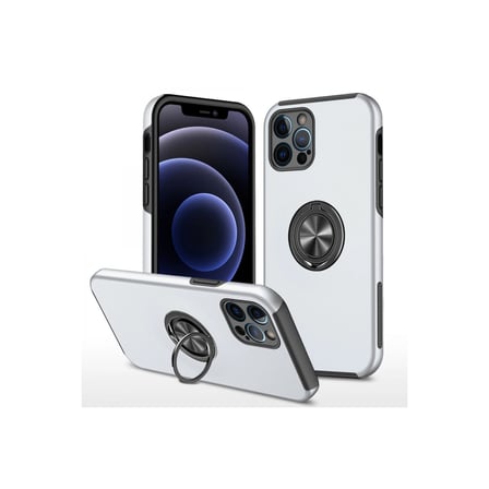 Apple İphone 12 Pro Kılıf Elit Yüzüklü Kapak - Gümüş