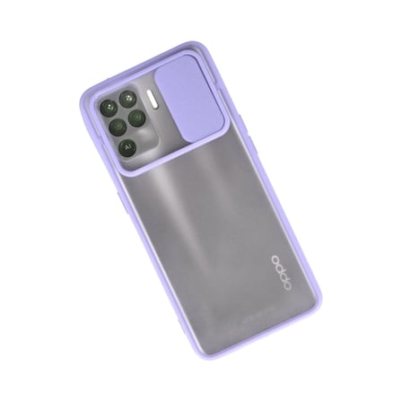 Oppo Reno 5 Lite Kılıf Palm Buzlu Kamera Sürgülü Silikon - Lila