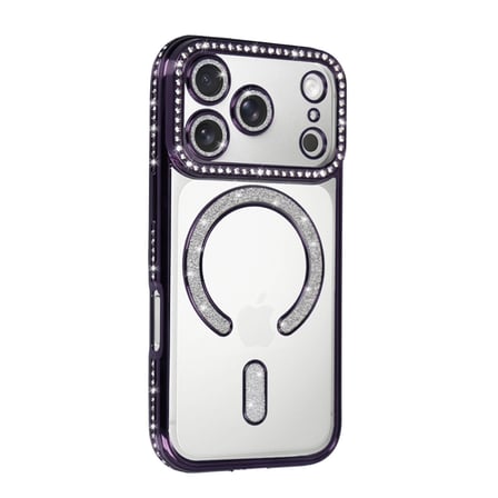 Apple İphone 17 Pro Joke Simli Magneticsafe Kılıf - Derin Mor