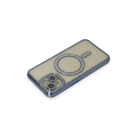 Apple İphone 15 Kılıf Joke Simli Magneticsafe Kılıf - Lacivert