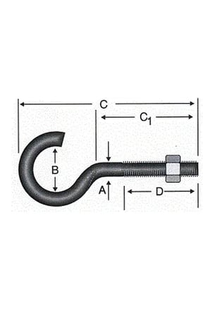 Açık Metrik Kanca M5 / 21x80 - 100 Adet