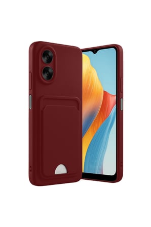 Oppo A38 Kılıf Kelvin Kartvizitli Silikon - Bordo
