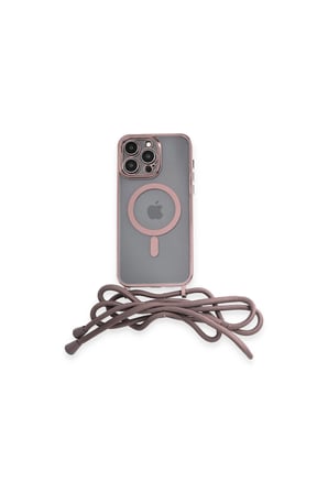İphone 12 Pro Max Kılıf Divo Lazer Askılı Magsafe Kapak - Pembe