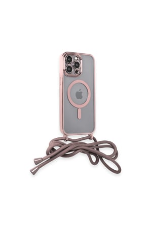 İphone 12 Pro Max Kılıf Divo Lazer Askılı Magsafe Kapak - Pembe