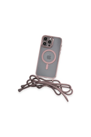 İphone 12 Pro Max Kılıf Divo Lazer Askılı Magsafe Kapak - Pembe
