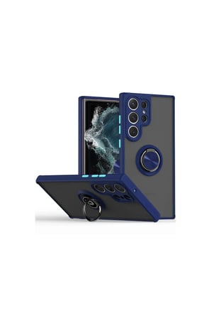 Galaxy S25 Ultra Kılıf Montreal Yüzüklü Silikon Kapak - Lacivert