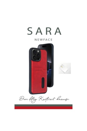 İphone 14 Pro Max Kılıf Sara Kartvizitli Deri Kılıf - Lacivert