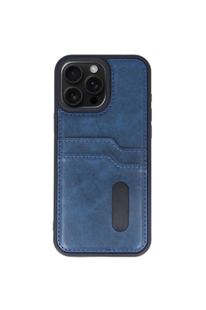 İphone 15 Pro Max Kılıf Sara Kartvizitli Deri Kılıf - Lacivert