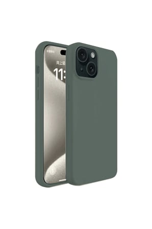 İphone 15 Plus Kılıf First Silikon - Koyu Yeşil