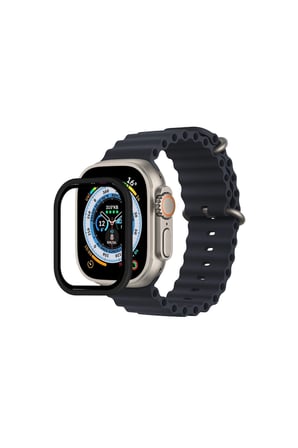 Watch Ultra 49mm Alüminyum Kasa Cam Ekran Koruyucu - Siyah