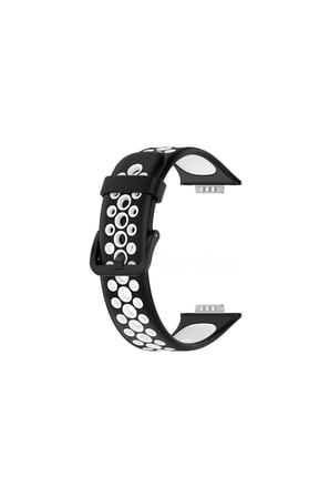 Huawei Watch Fit 2 Spor Delikli Kordon - Siyah-beyaz
