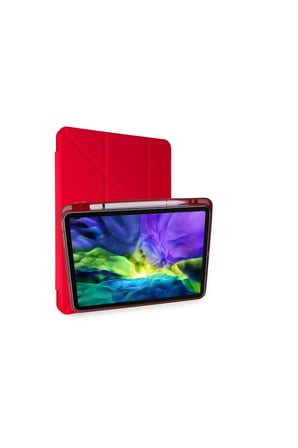 İpad Air 4 10.9 Kılıf Kalemlikli Mars Tablet Kılıfı - Kırmızı
