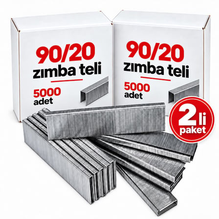 2'Lİ PAKET - Ithal 9020 90 Serisi Havalı Zımba Teli 20 mm (10.000 Adet)