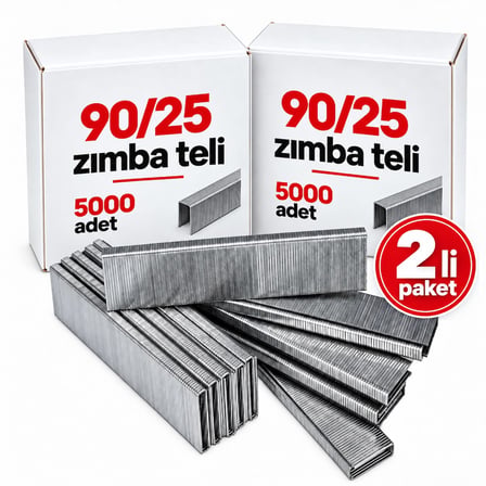 2'Lİ PAKET - Ithal 9025 90 Serisi Havalı Zımba Teli 25 mm (10.000 Adet)