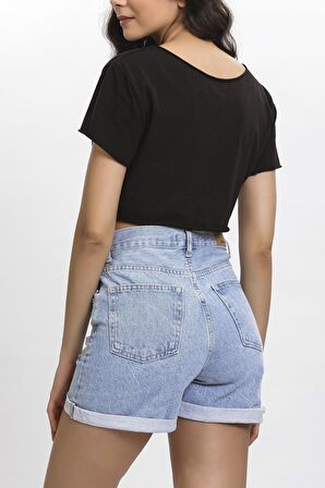 Yırtık Model Yüksek Bel Kot Rengi Jean