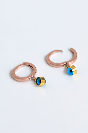 925 Ayar Gümüş Cam Göz Halka Küpe