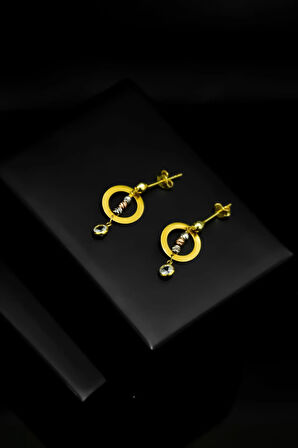 925 Ayar Gümüş Üç Renk Dorika Toplu Çember Çivili Küpe