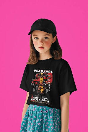 Tasarım Deadpool Wolverine Baskılı Unisex Film Çocuk Tişört (1-12 YAŞ)