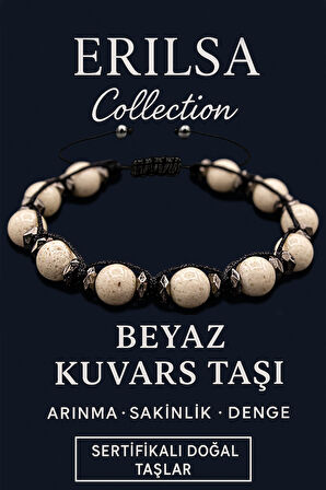 Sertifikalı Terahertz & Beyaz Kuvars Taşı Bileklik – Arınma, Huzur ve Zihinsel Temizlik