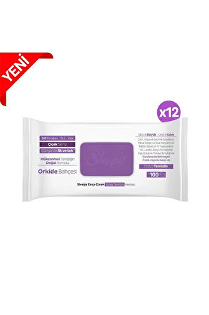 Sleepy Easy Clean Orkide Bahçesi Yüzey Temizlik Havlusu&mendili 12x100 (1200 YAPRAK)