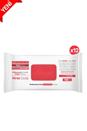 Sleepy Easy Clean Kiraz Çiçeği Yüzey Temizlik Havlusu&Mendili 12x100 (1200 Yaprak)