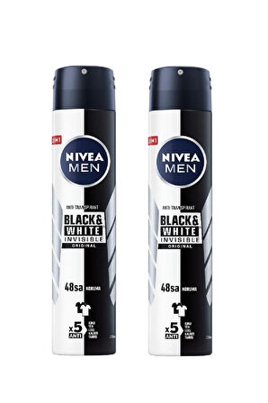 NIVEA Men Invisible Black&White Original Erkek Sprey Deodorant 2 x 200 ML