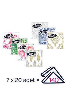 Papia Dekor 20'li Peçete (7 Paket x 20 Yaprak)