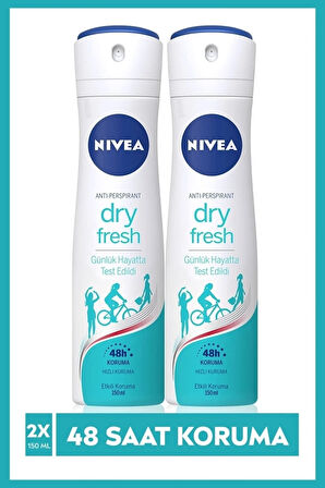 NIVEA Kadın Sprey Deodorant Dry Fresh 48 Saat Deodorant Koruması 150 ml x 2 Adet